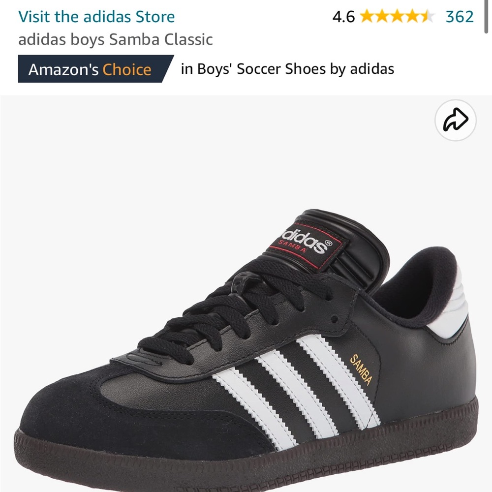 Adidas Kids Samba soccer shoes size 9.5